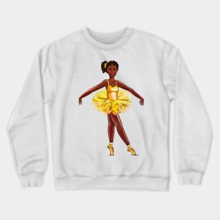 Ballet black ballerina  in yellow tutu with corn rows in her hair - brown skin ballerina Crewneck Sweatshirt